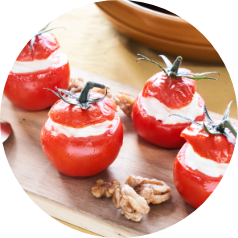 Halbkandierte Tomaten mit Schaffrischkäse